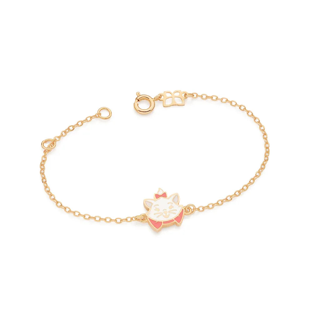 PULSEIRA GATA MARIE BANHADA A OURO 18K COM APLICAÇÃO DE RESINA - TAM.16 5522151639 5522151639
