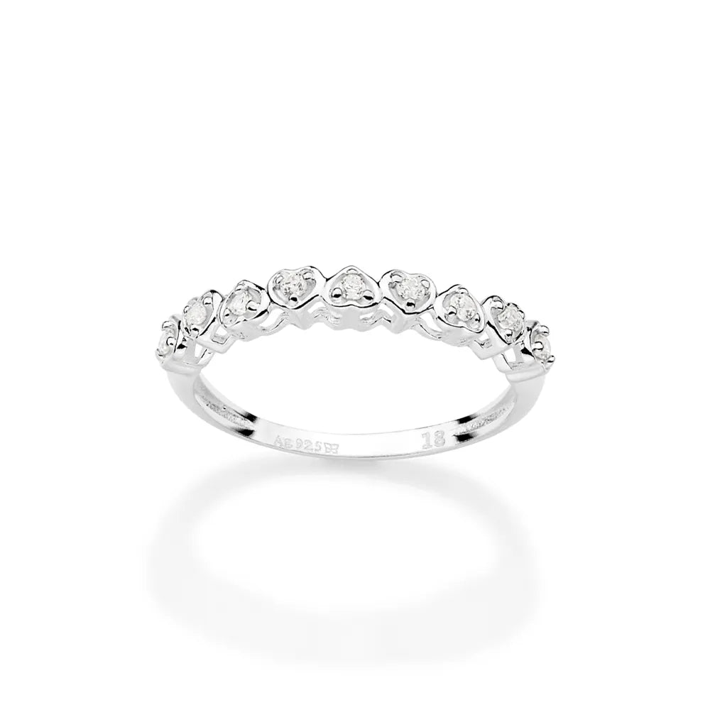 ANEL SKINNY CORAÇÕES DE PRATA MACIÇA 925 COM ZIRCÔNIAS 8103661206