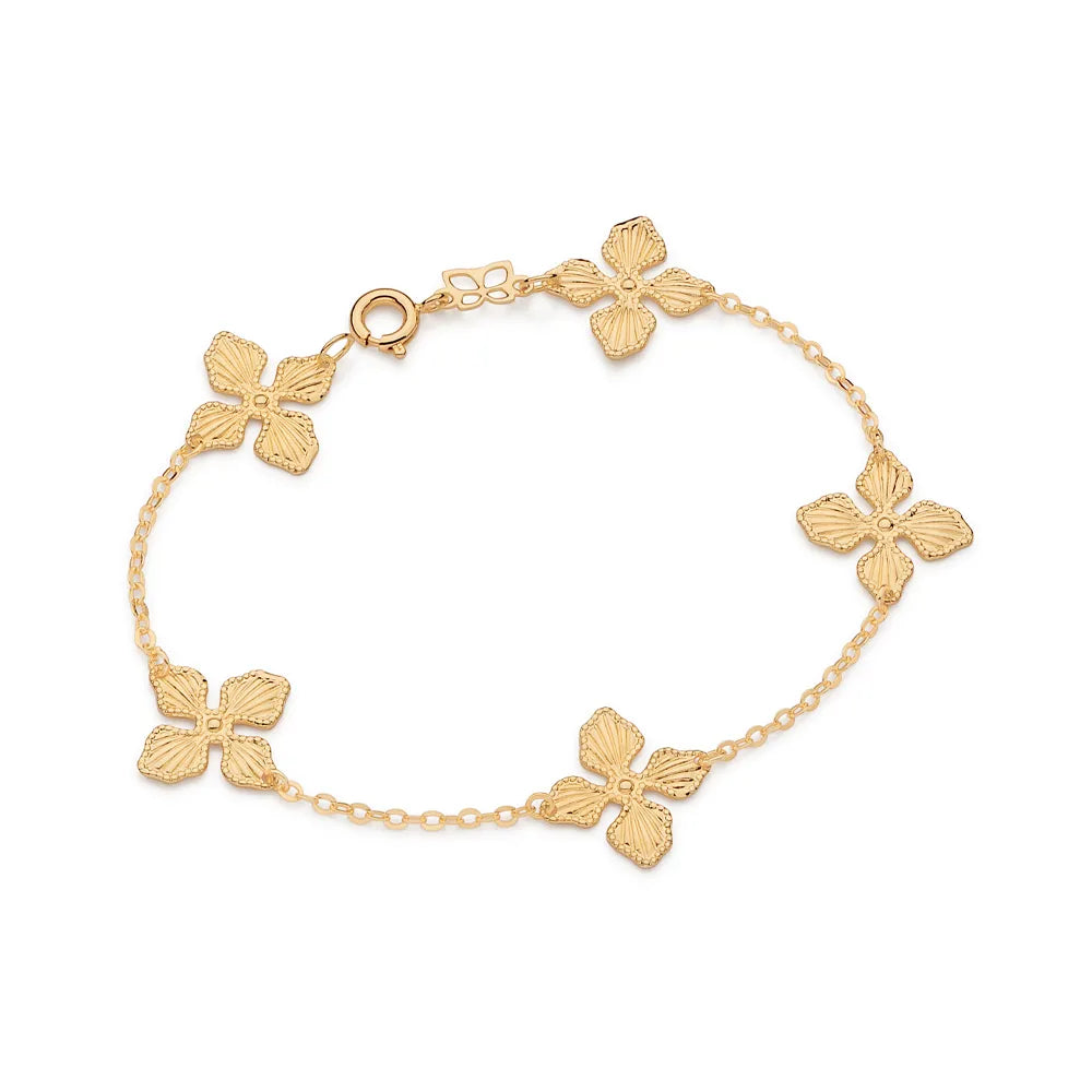 PULSEIRA FLORES BANHADA A OURO 18K - TAM.18 5522081800 5522081800