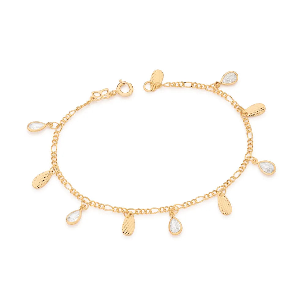 PULSEIRA GOTAS BANHADA A OURO 18K COM ZIRCÔNIAS - TAM.18 5522191806 5522191806