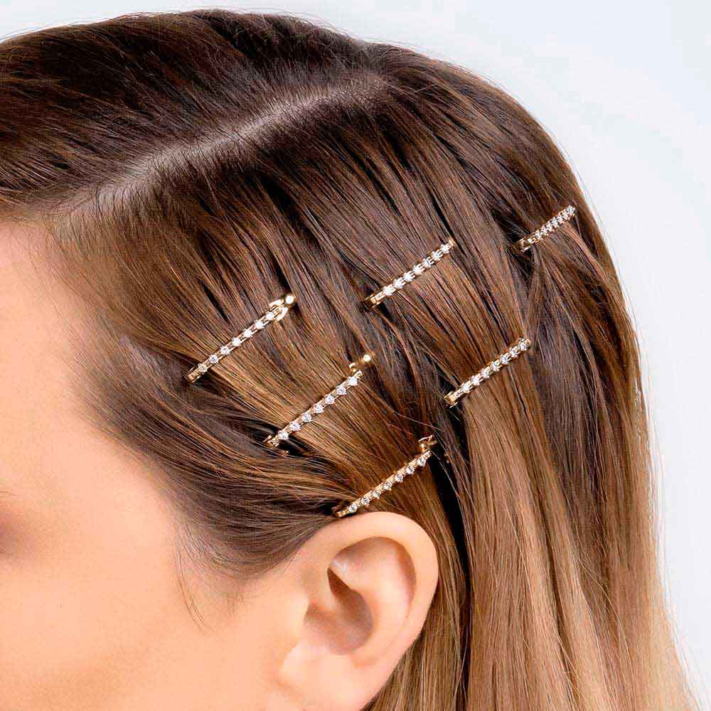 PRESILHA DE CABELO BANHADA A OURO 18K COM ZIRCÔNIAS - TAM.ÚNICO 5324390006