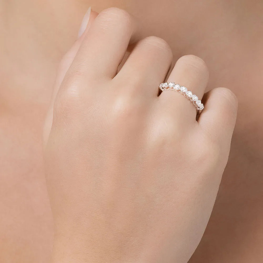 ANEL SKINNY CORAÇÕES DE PRATA MACIÇA 925 COM ZIRCÔNIAS 8103661206