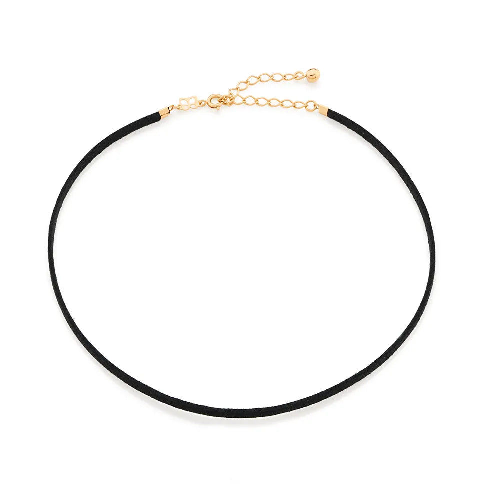 GARGANTILHA CHOKER DE COURO SINTÉTICO BANHADA A OURO 18K - TAM.42 5325914227