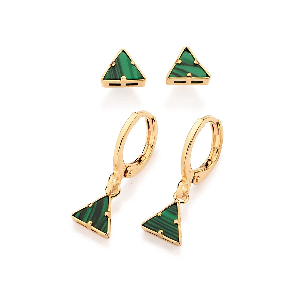 KIT BRINCO ARGOLA E TRÂNGULO BANHADO A OURO 18K COM PEDRAS SINTÉTICAS - TAM.ÚNICO 5274850031