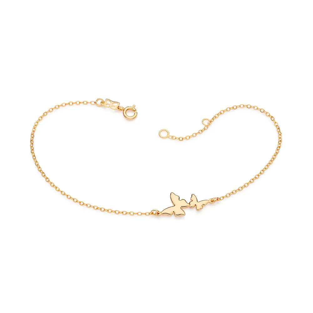 TORNOZELEIRA COM BORBOLETAS BANHADA A OURO 18K - TAM.25 5522122500 5522122500