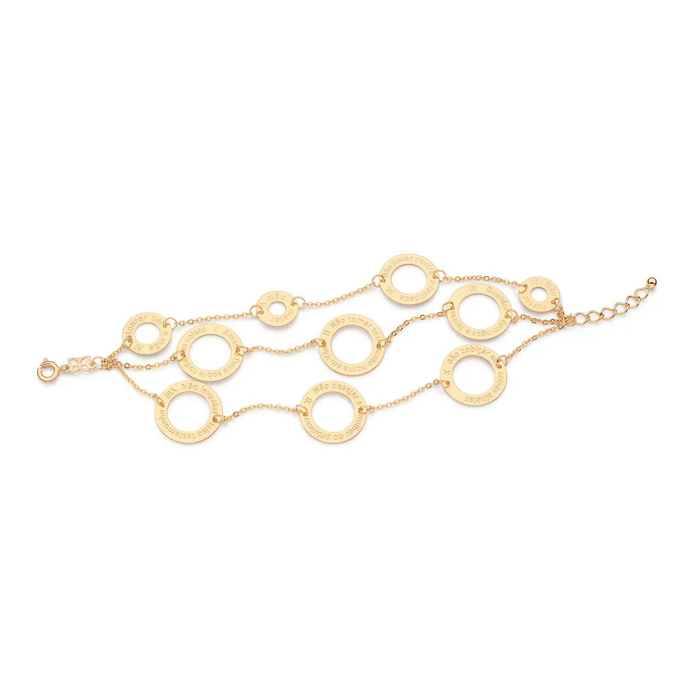 PULSEIRA TRIPLA DEZ MANDAMENTOS BANHADA A OURO 18K - TAM.19 5522281900 5522281900