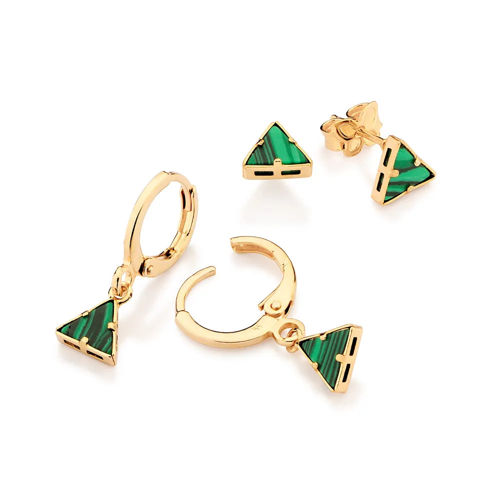 KIT BRINCO ARGOLA E TRÂNGULO BANHADO A OURO 18K COM PEDRAS SINTÉTICAS - TAM.ÚNICO 5274850031