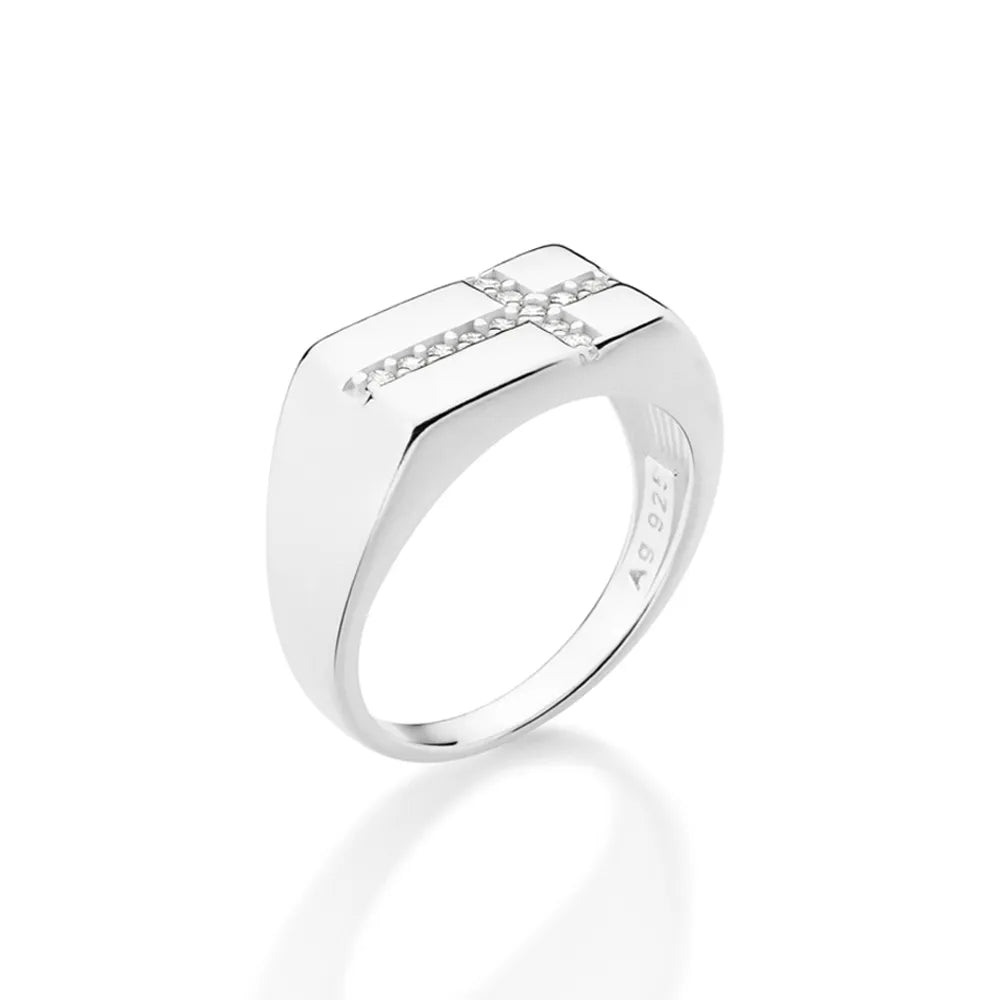 ANEL DE PRATA MACIÇA 925 COM ZIRCÔNIAS 8103751406