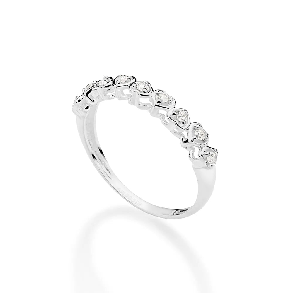 ANEL SKINNY CORAÇÕES DE PRATA MACIÇA 925 COM ZIRCÔNIAS 8103661206