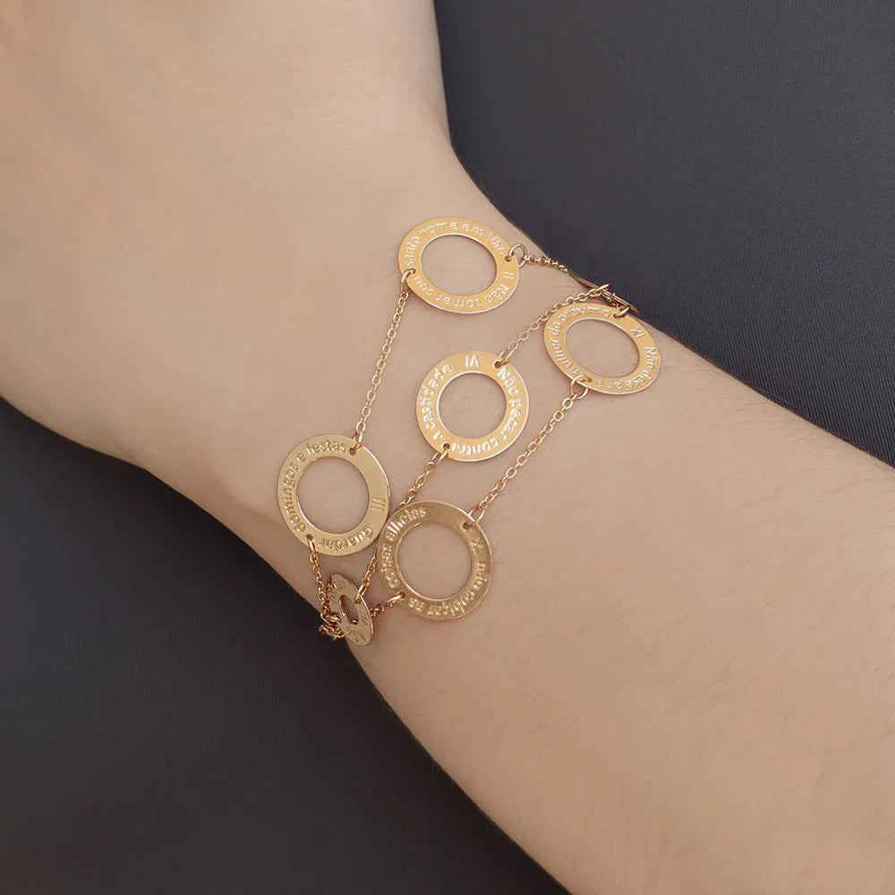 PULSEIRA TRIPLA DEZ MANDAMENTOS BANHADA A OURO 18K - TAM.19 5522281900 5522281900