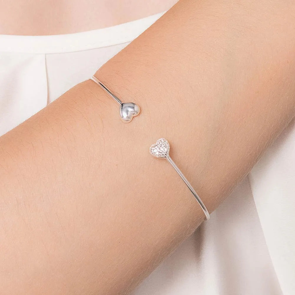 BRACELETE CORAÇÃO DE PRATA 925 COM ZIRCÔNIAS - TAM.65 8500726506
